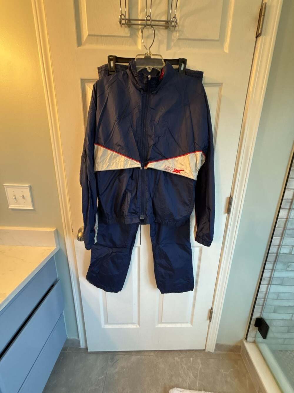 Vintage Asics Nylon Tracksuit Navy Blue Size M